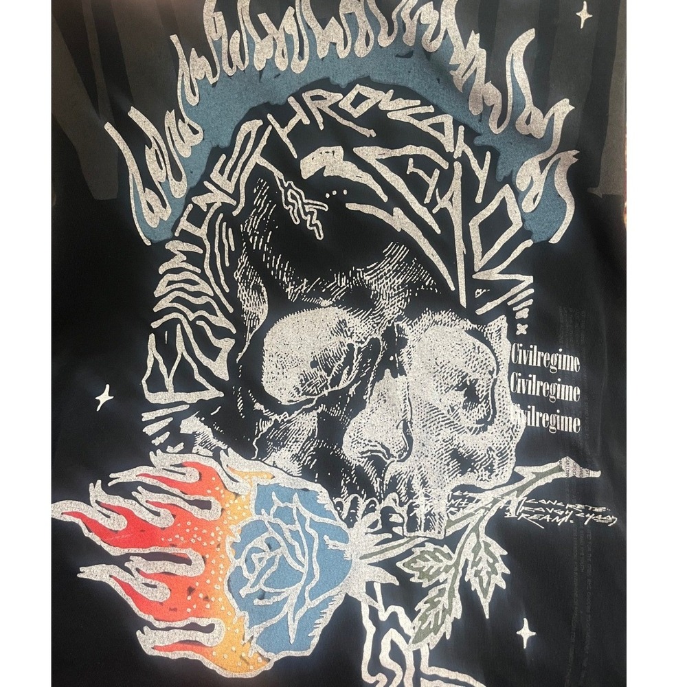 Civilregime Black‎ Skull Graphic Roses From Concrete T Shirt XL Men's READ